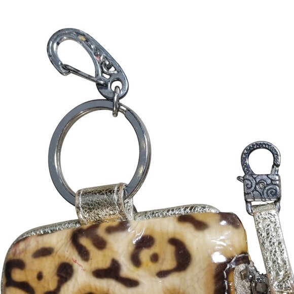 Brighton Wallet Leopard Print Glossy Keychain Zip Card Slots Animal Print - Picture 6 of 9